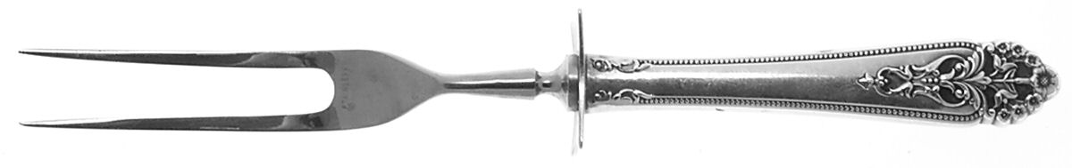 Queen's Lace (Sterling, 1949) Small Steak Carving Fork with Stainless Prongs by International Silver-1
