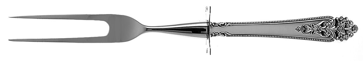 Queen's Lace (Sterling, 1949) Small Steak Carving Fork with Stainless Prongs by International Silver-1