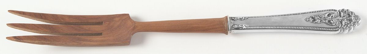 Queen's Lace (Sterling, 1949) Salad Serving Fork with Wooden Prongs by International Silver-1