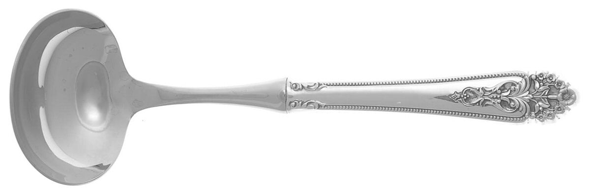 Queen's Lace (Sterling, 1949) Hollow Handle Gravy Ladle with Stainless Bowl by International Silver-1