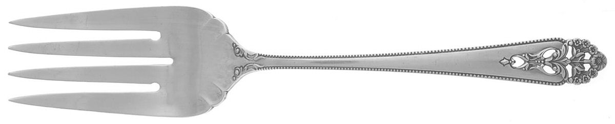 Queen's Lace (Sterling, 1949) Large Solid Cold Meat Serving Fork by International Silver-1