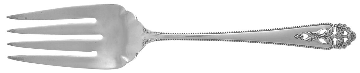 Queen's Lace (Sterling, 1949) Medium Solid Cold Meat Serving Fork by International Silver-1