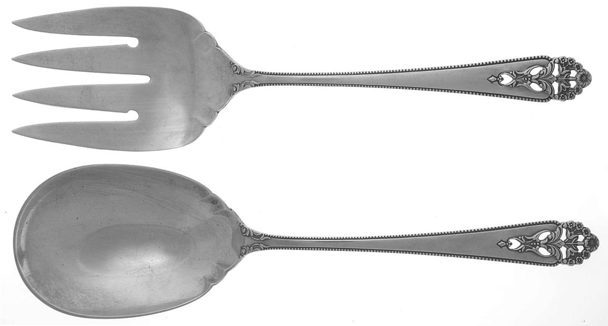 Queen's Lace (Sterling, 1949) (2 Pc) Solid Salad Set by International Silver-1