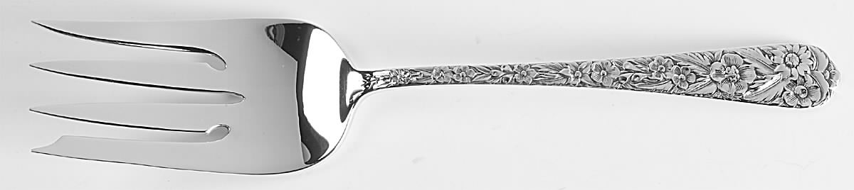 Radiant Rose (Sterling, 1938) Medium Solid Cold Meat Serving Fork by International Silver-1