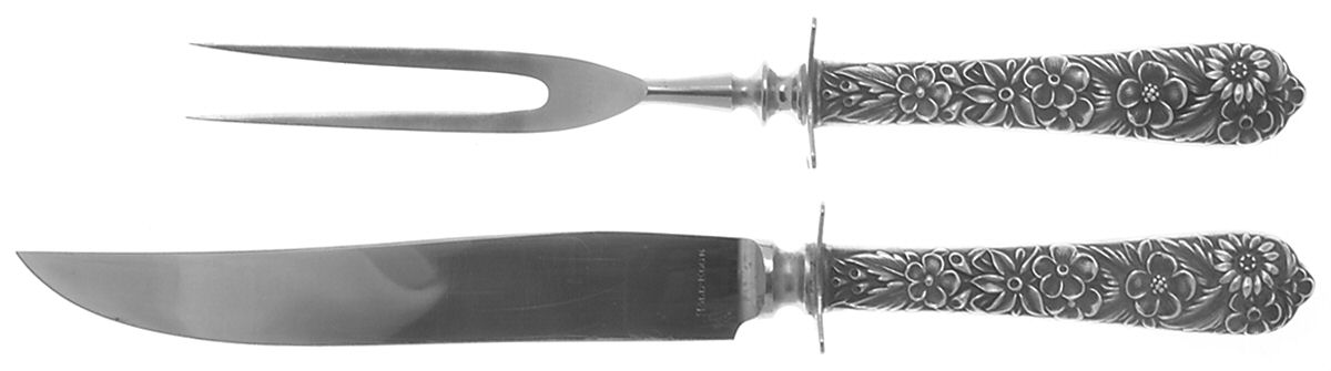 Radiant Rose (Sterling, 1938) 2 Piece Small Carving Set W/ Sterling Guard by International Silver-1
