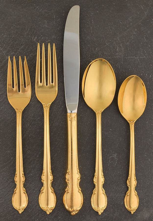 Reflection (Gold Electroplate, 1959) 5 Piece Place Setting by International Silver-1