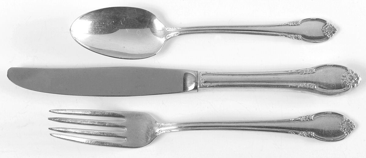 Remembrance (Silverplate, 1948) 3-Piece Youth Set (Knife, Fork & 5 O'Clock Spoon) by International Silver-1