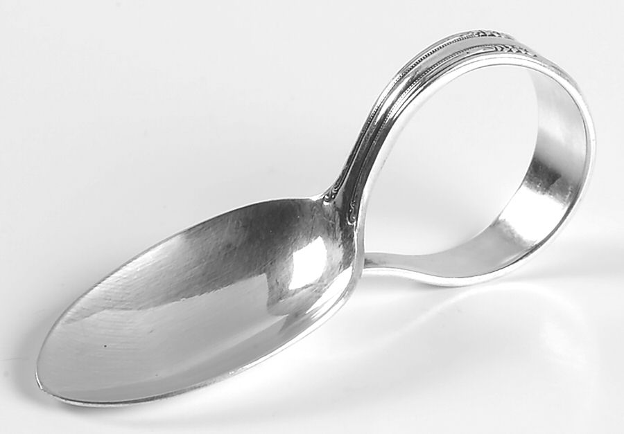 Remembrance (Silverplate, 1948) Curved Handle Baby Spoon by International Silver-1