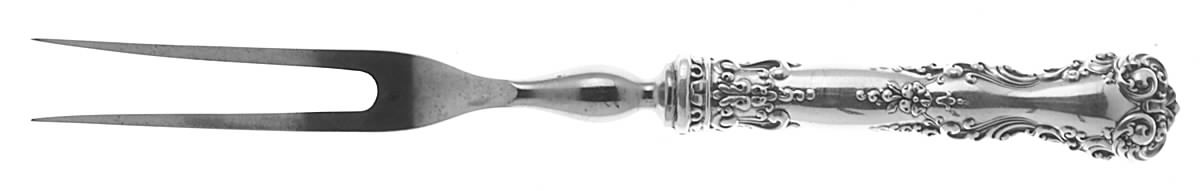 Revere (Sterling, 1898, No Monograms) Small Steak Carving Fork with Stainless Prongs by International Silver-1