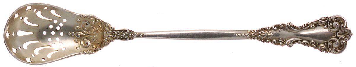 Revere (Sterling, 1898, No Monograms) Pierced Bowl Short Handle Olive Spoon by International Silver-1