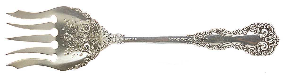 Revere (Sterling, 1898, No Monograms) Large Solid Tined Sardine Serving Fork by International Silver-1