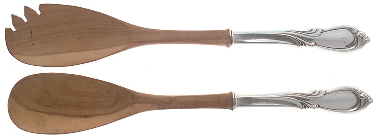 Rhapsody-New (Sterling, 1957) Wooden Bowl 2-Piece Salad Set by International Silver-1