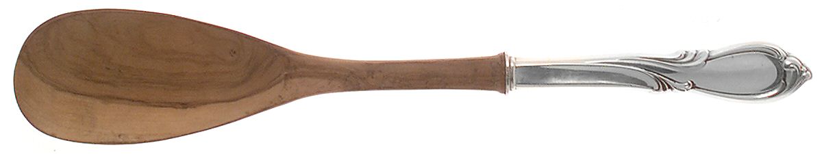 Rhapsody-New (Sterling, 1957) Salad Serving Spoon with Wooden Bowl by International Silver-1