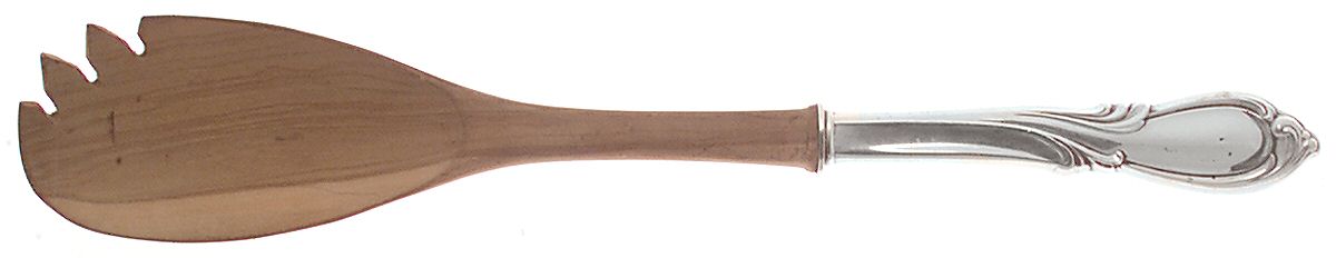 Rhapsody-New (Sterling, 1957) Salad Serving Fork with Wooden Prongs by International Silver-1