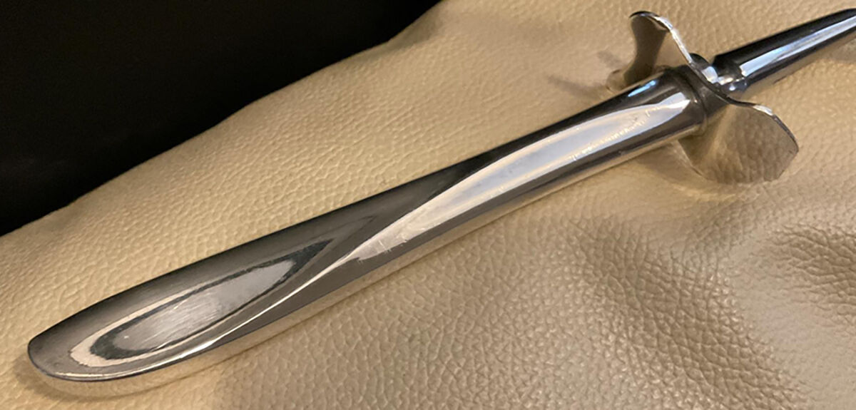 Rhythmic (Silverplate, 1957) Large Stainless-Prong Roast Carving Fork by International Silver-1