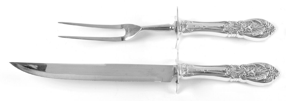 Richelieu (Sterling, 1935) Large 2-Piece Roast Carving Set w/ Stainless Blade by International Silver-1