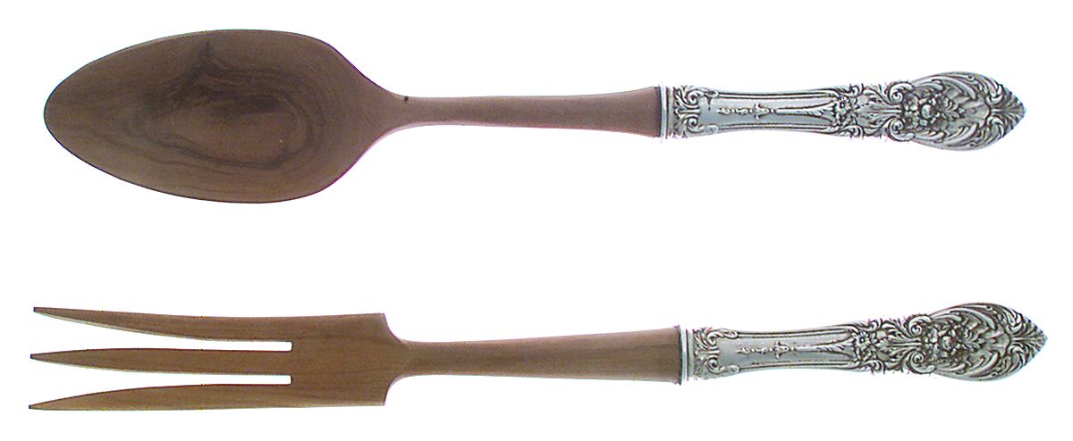 Richelieu (Sterling, 1935) Wooden Bowl 2-Piece Salad Set by International Silver-1