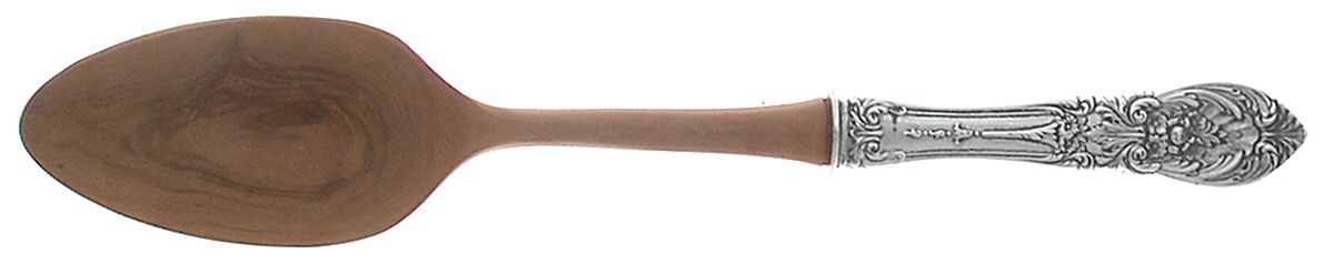 Richelieu (Sterling, 1935) Salad Serving Spoon with Wooden Bowl by International Silver-1