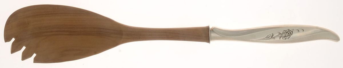 Rose Ballet (Sterling, 1962) Salad Serving Fork Wooden Prongs by International Silver-1