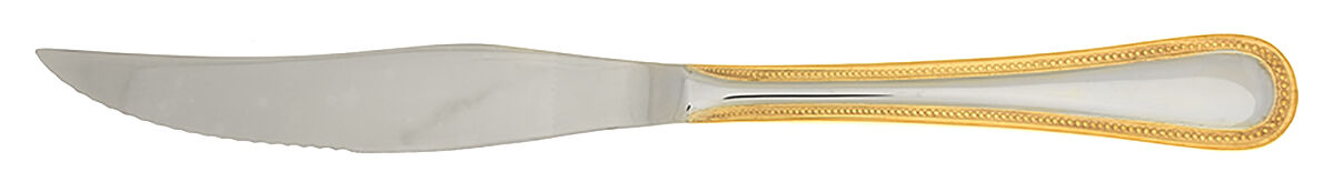 Royal Bead Gold (Stainless, Gold Accent) Individual Steak Knife Hollow Handle by International Silver-1