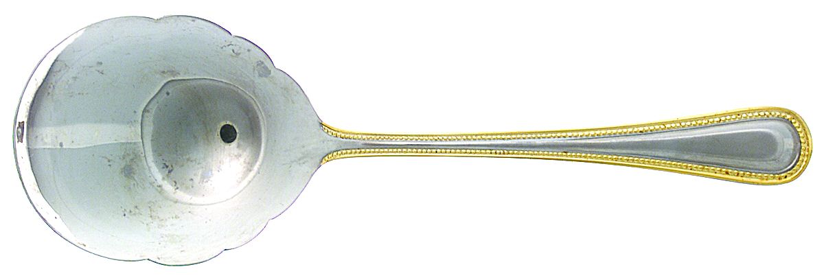 Royal Bead Gold (Stainless, Gold Accent) Solid Shell Casserole Spoon by International Silver-1