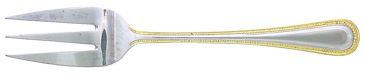 Royal Bead Gold (Stainless, Gold Accent) Medium Solid Cold Meat Serving Fork by International Silver-1