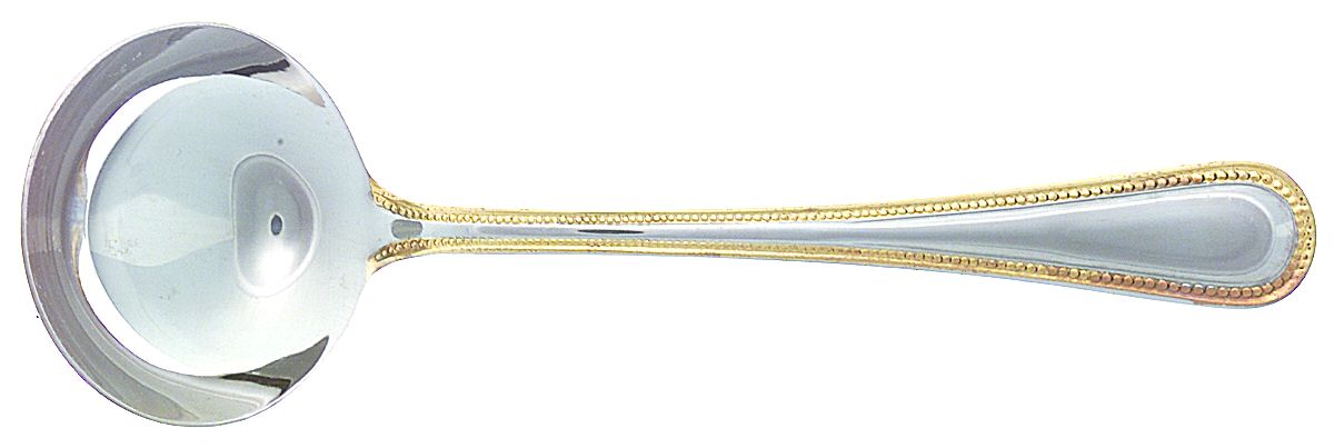 Royal Bead Gold (Stainless, Gold Accent) Solid Gravy Ladle by International Silver-1