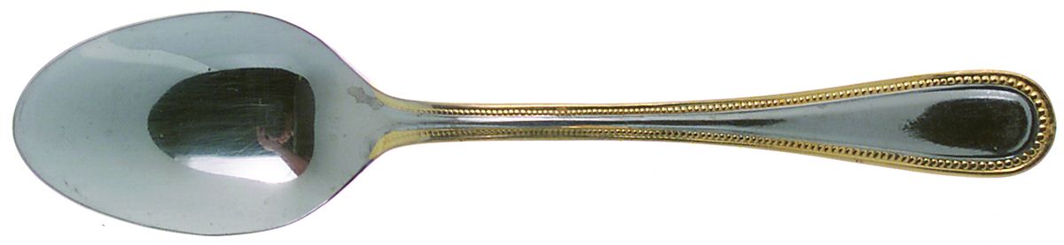 Royal Bead Gold (Stainless, Gold Accent) Tablespoon (Serving Spoon) by International Silver-1