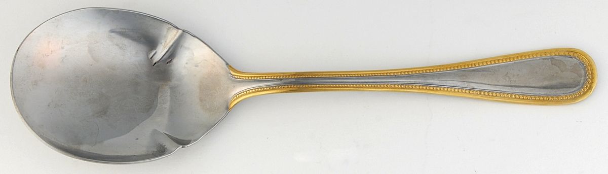 Royal Bead Gold (Stainless, Gold Accent) Solid Shell Casserole Spoon by International Silver-1