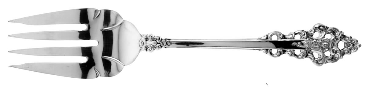 Rochambeau (Silverplate, 1976) Medium Solid Cold Meat Serving Fork by International Silver-1