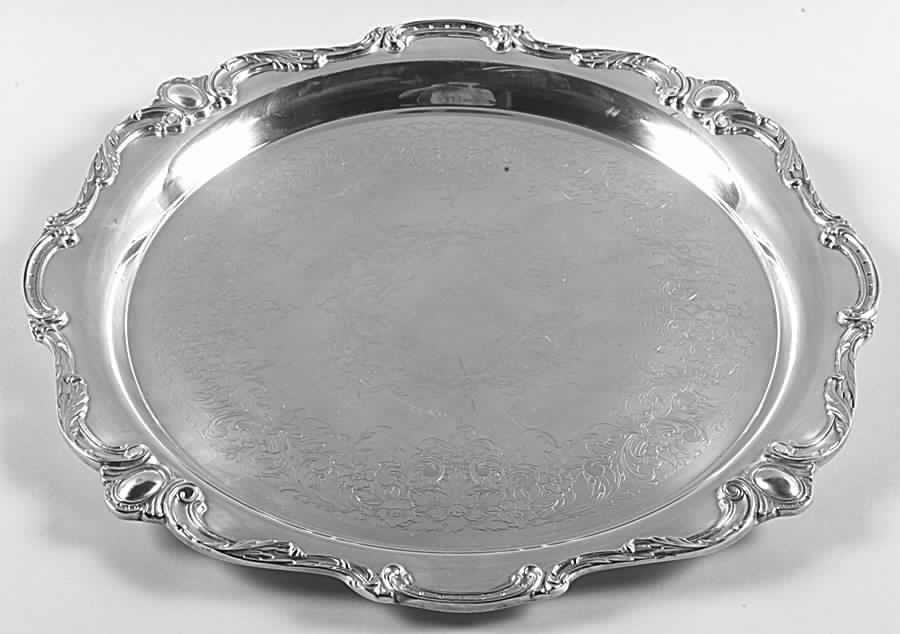 Rochelle (Silverplate, Hollowware) Large Chased Round Tray by International Silver-1