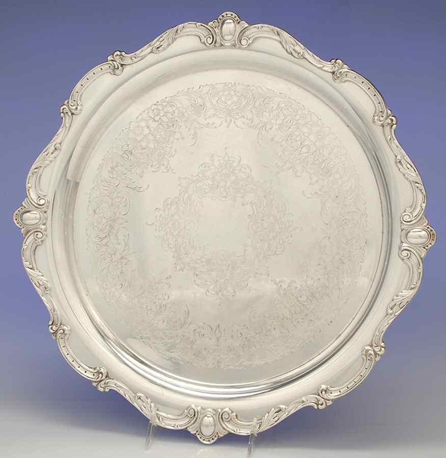 Rochelle (Silverplate, Hollowware) Round Silverplate Tray by International Silver-1