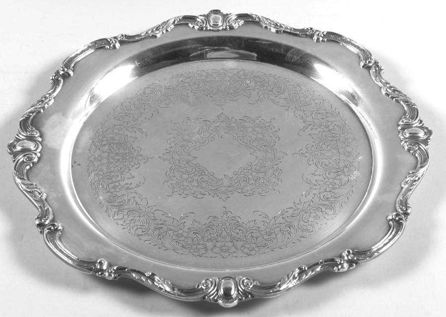 Rochelle (Silverplate, Hollowware) Round Silverplate Tray by International Silver-1