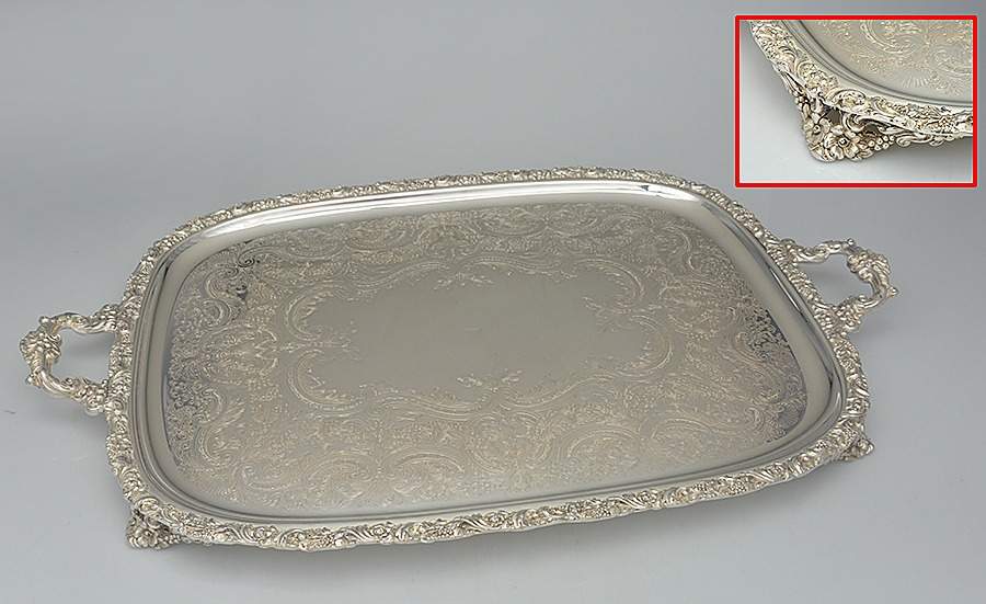 Rococo (Silverplate, Hollowware) 24" Large Footed Waiter Tray by International Silver-1