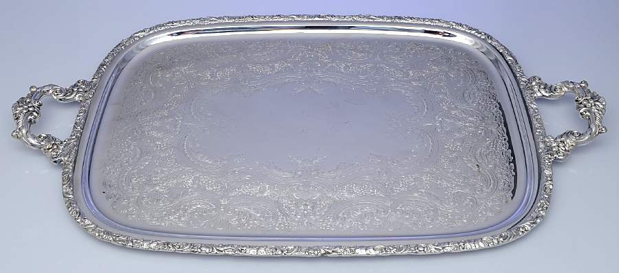 Rococo (Silverplate, Hollowware) Large Silverplate Waiter Tray by International Silver-1