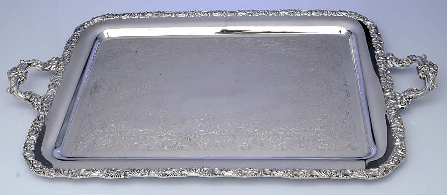 Beverly Manor (Silverplate, Hollowware) Large Silverplate Waiter Tray by International Silver-1
