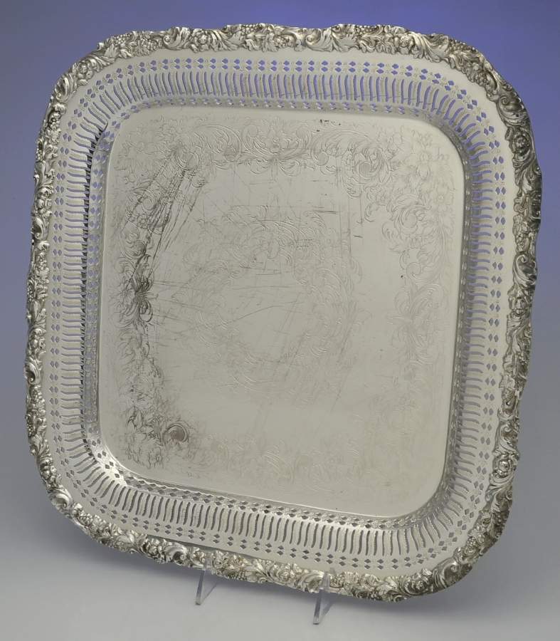 Rococo (Silverplate, Hollowware) 15" Square Tray by International Silver-1