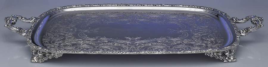 Rococo (Silverplate, Hollowware) Large Footed Waiter Tray by International Silver-1