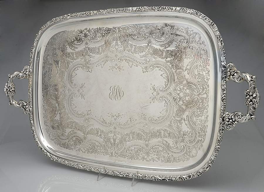 Rococo (Silverplate, Hollowware) Large Footed Waiter Tray by International Silver-1