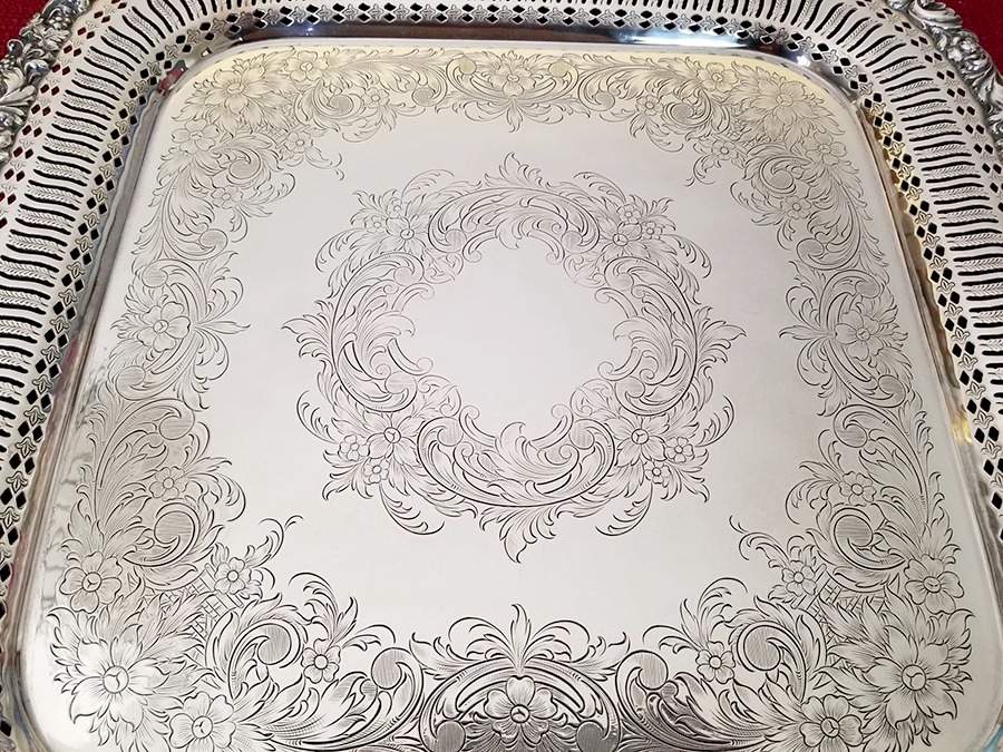 Rococo (Silverplate, Hollowware) 15" Square Footed Tray by International Silver-1