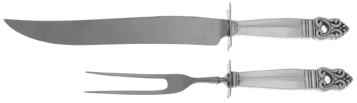 Royal Danish (Sterling, 1939) Small Steak 2-Piece Carving Set w/Stainless Blade by International Silver-1