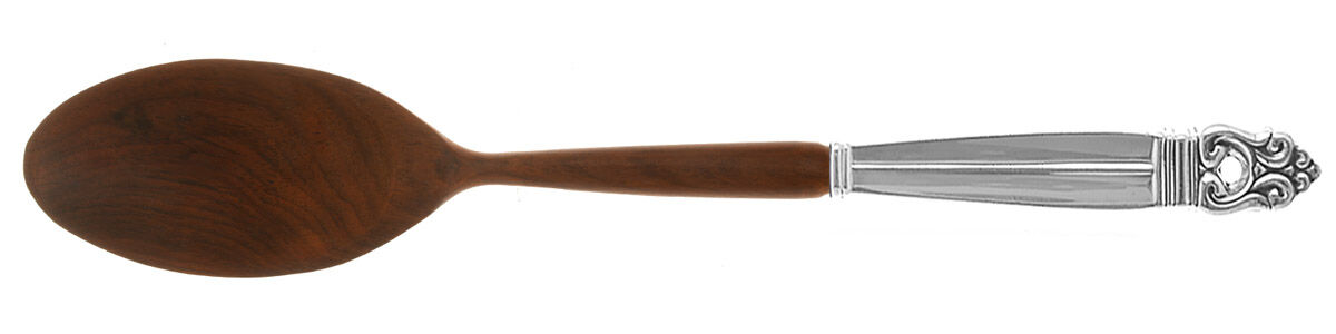 Royal Danish (Sterling, 1939) Salad Serving Spoon with Wooden Bowl HC by International Silver-1