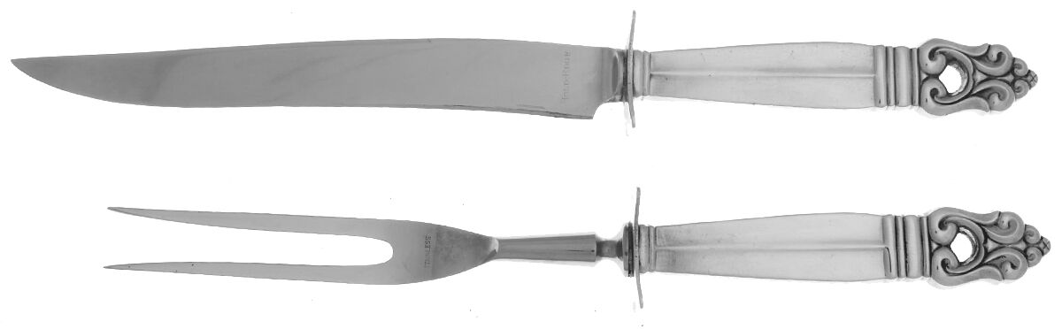 Royal Danish (Sterling, 1939) Small Steak 2-Piece Carving Set w/Stainless Blade by International Silver-1