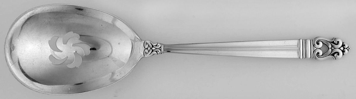Royal Danish (Sterling, 1939) Pierced Solid Salad Serving Spoon by International Silver-1