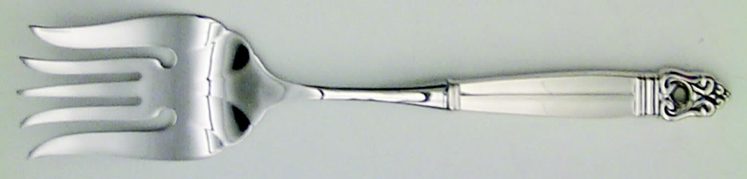 Royal Danish (Sterling, 1939) Large Stainless-Tine Cold Meat Serving Fork by International Silver-1