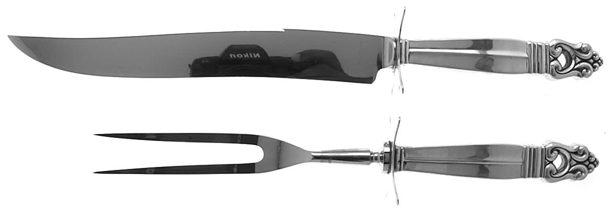 Royal Danish (Sterling, 1939) Large 2-Piece Roast Carving Set w/Stainless Blade by International Silver-1