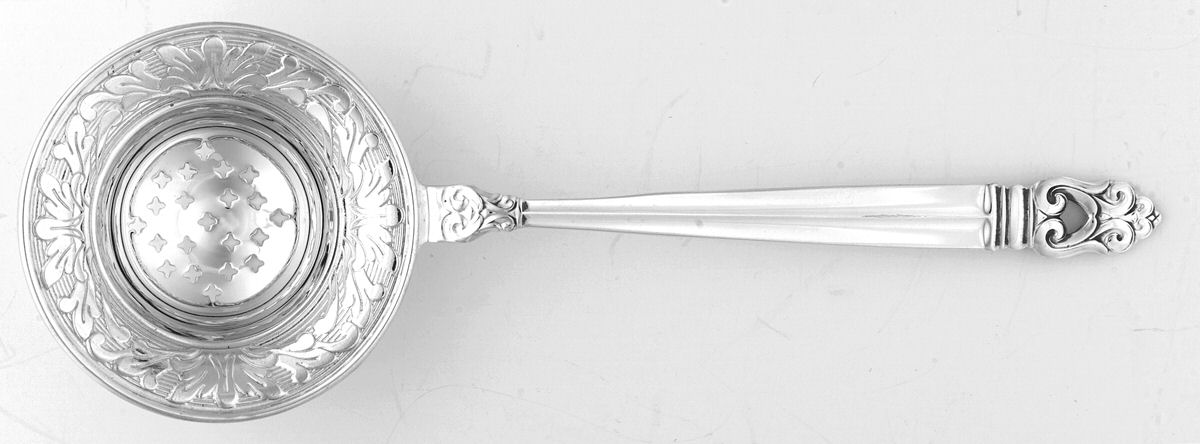 Royal Danish (Sterling, 1939) Individual Overcup Tea Strainer with Silverplate Bowl by International Silver-1