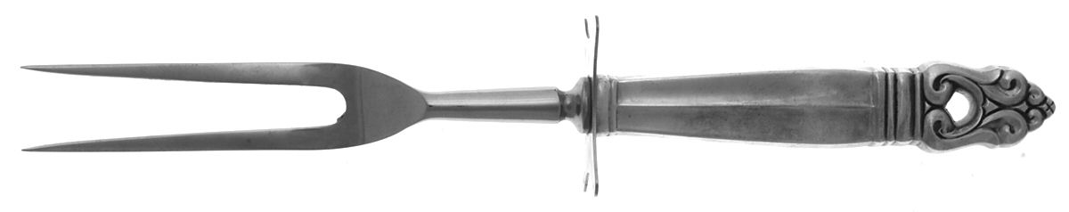 Royal Danish (Sterling, 1939) Large Stainless-Prong Roast Carving Fork by International Silver-1