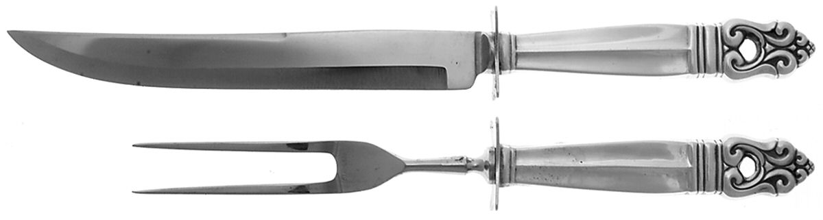 Royal Danish (Sterling, 1939) Small Steak 2-Piece Carving Set w/Stainless Blade by International Silver-1
