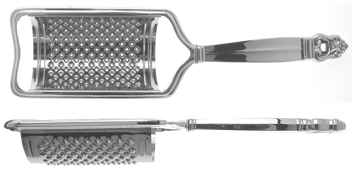 Royal Danish (Sterling, 1939) Cheese Grater with Hollow Handle, Stainless Grater by International Silver-1